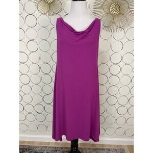 Eileen Fisher Womens Sleeveless Swing Dress SP Purple Cowl Neck Stretch Jersey